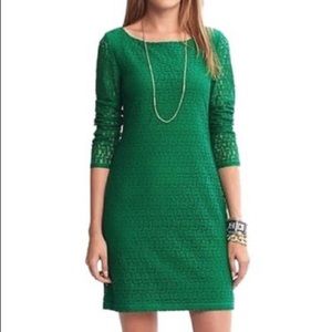 Green lace 3/4 sleeve dress- Banana Republic